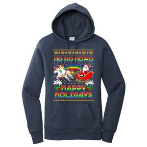 Pride Santa Ho Ho Homo Happy Holiugly Christmas Cool Gift Women's Pullover Hoodie