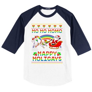 Pride Santa Ho Ho Homo Happy Holiugly Christmas Cool Gift Baseball Sleeve Shirt