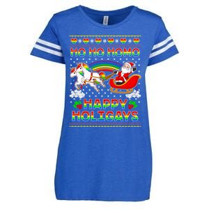 Pride Santa Ho Ho Homo Happy Holiugly Christmas Cool Gift Enza Ladies Jersey Football T-Shirt