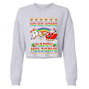 Pride Santa Ho Ho Homo Happy Holiugly Christmas Cool Gift Cropped Pullover Crew