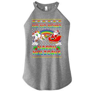 Pride Santa Ho Ho Homo Happy Holiugly Christmas Cool Gift Women's Perfect Tri Rocker Tank