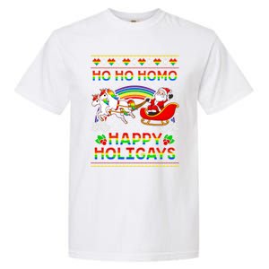 Pride Santa Ho Ho Homo Happy Holiugly Christmas Cool Gift Garment-Dyed Heavyweight T-Shirt