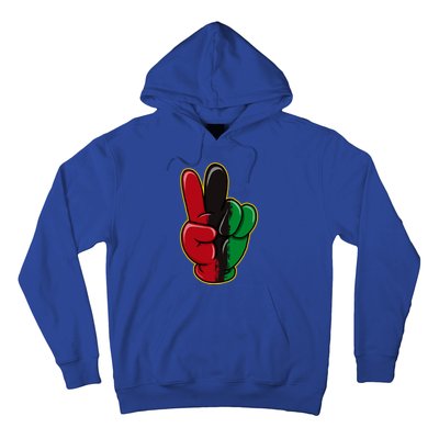 Peace Sign Hand With African Juneteenth Victory Peace Finger Great Gift Hoodie