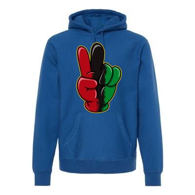 Peace Sign Hand With African Juneteenth Victory Peace Finger Great Gift Premium Hoodie