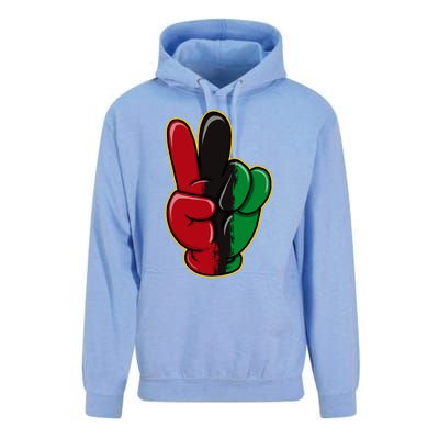 Peace Sign Hand With African Juneteenth Victory Peace Finger Great Gift Unisex Surf Hoodie