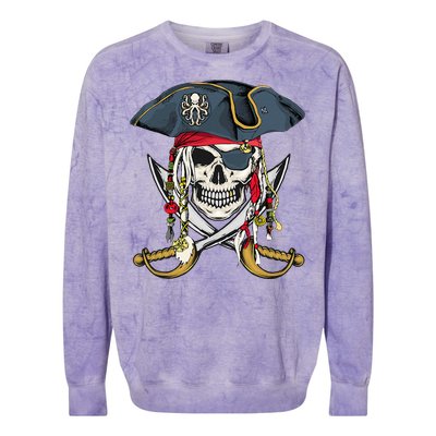 Pirate Skull Halloween Little Colorblast Crewneck Sweatshirt