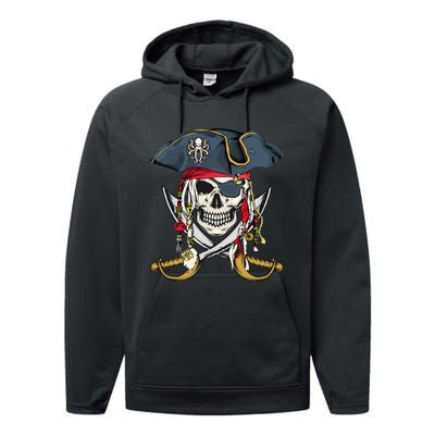 Pirate Skull Halloween Little Performance Fleece Hoodie