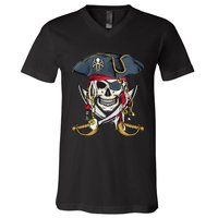 Pirate Skull Halloween Little V-Neck T-Shirt