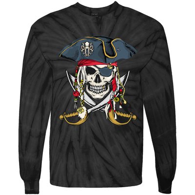 Pirate Skull Halloween Little Tie-Dye Long Sleeve Shirt