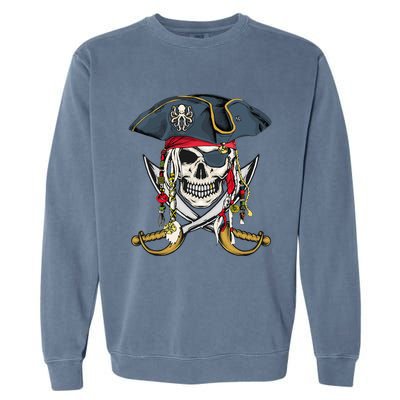 Pirate Skull Halloween Little Garment-Dyed Sweatshirt