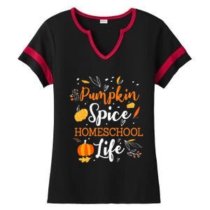 Pumpkin Spice Homeschool Life Allspice Halloween Fall Season Ladies Halftime Notch Neck Tee