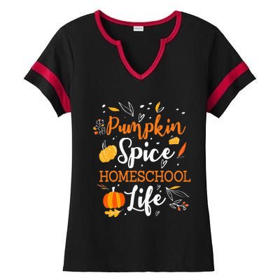 Pumpkin Spice Homeschool Life Allspice Halloween Fall Season Ladies Halftime Notch Neck Tee