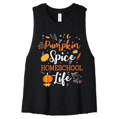 Pumpkin Spice Homeschool Life Allspice Halloween Fall Season Women's Racerback Cropped Tank