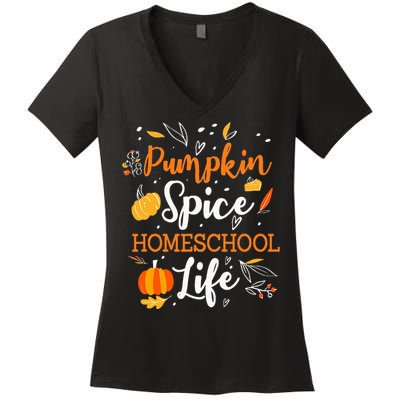 Pumpkin Spice Homeschool Life Allspice Halloween Fall Season Women's V-Neck T-Shirt