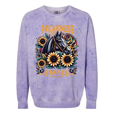 Preakness Stakes Horse Racing Colorblast Crewneck Sweatshirt