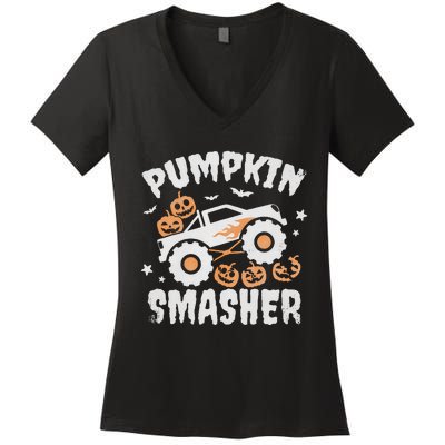 Pumpkin Smasher Halloween Women's V-Neck T-Shirt