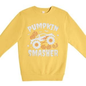 Pumpkin Smasher Halloween For Monster Truck Lover Premium Crewneck Sweatshirt