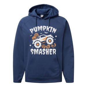 Pumpkin Smasher Halloween For Monster Truck Lover Performance Fleece Hoodie