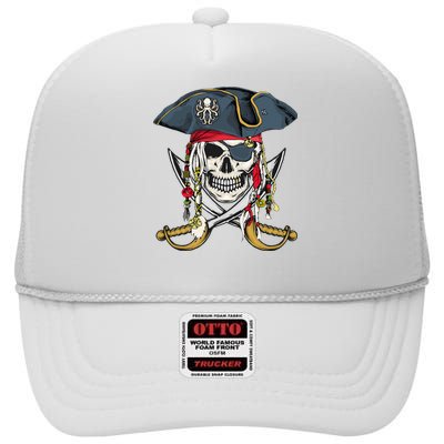 Pirate Skull Halloween Little High Crown Mesh Back Trucker Hat