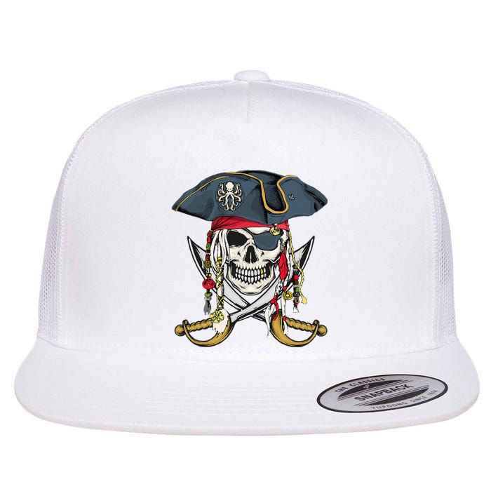 Pirate Skull Halloween Little Flat Bill Trucker Hat