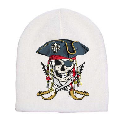 Pirate Skull Halloween Little Short Acrylic Beanie