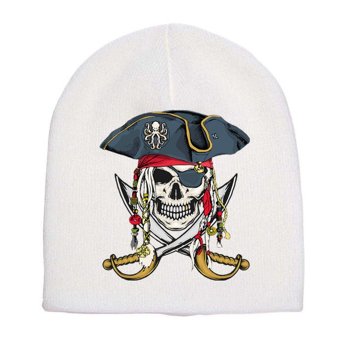 Pirate Skull Halloween Little Short Acrylic Beanie