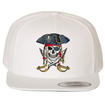 Pirate Skull Halloween Little Wool Snapback Cap