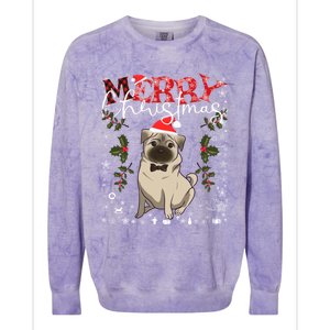 Pug Santa Hat Funny Dog Lovers Retro Family Merry Christmas Cute Gift Colorblast Crewneck Sweatshirt