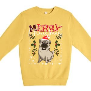 Pug Santa Hat Funny Dog Lovers Retro Family Merry Christmas Cute Gift Premium Crewneck Sweatshirt