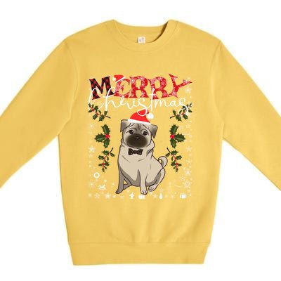 Pug Santa Hat Funny Dog Lovers Retro Family Merry Christmas Cute Gift Premium Crewneck Sweatshirt