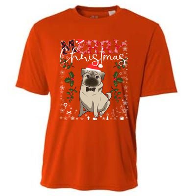 Pug Santa Hat Funny Dog Lovers Retro Family Merry Christmas Cute Gift Cooling Performance Crew T-Shirt