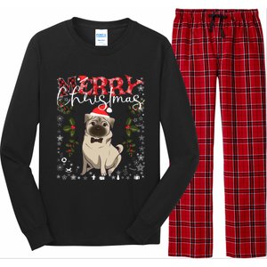 Pug Santa Hat Funny Dog Lovers Retro Family Merry Christmas Cute Gift Long Sleeve Pajama Set