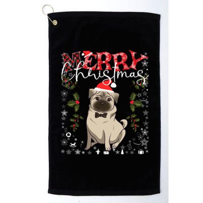 Pug Santa Hat Funny Dog Lovers Retro Family Merry Christmas Cute Gift Platinum Collection Golf Towel