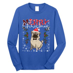 Pug Santa Hat Funny Dog Lovers Retro Family Merry Christmas Cute Gift Long Sleeve Shirt