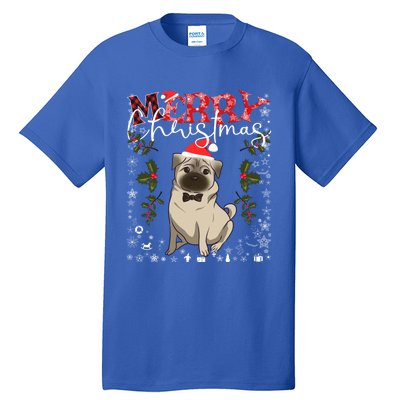 Pug Santa Hat Funny Dog Lovers Retro Family Merry Christmas Cute Gift Tall T-Shirt