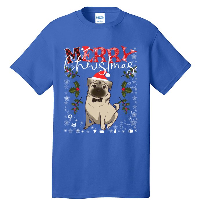 Pug Santa Hat Funny Dog Lovers Retro Family Merry Christmas Cute Gift Tall T-Shirt