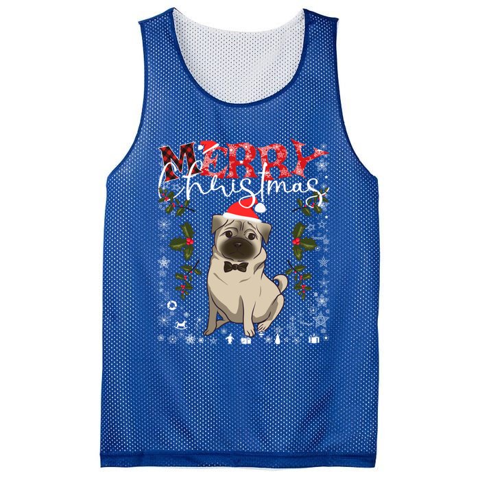 Pug Santa Hat Funny Dog Lovers Retro Family Merry Christmas Cute Gift Mesh Reversible Basketball Jersey Tank