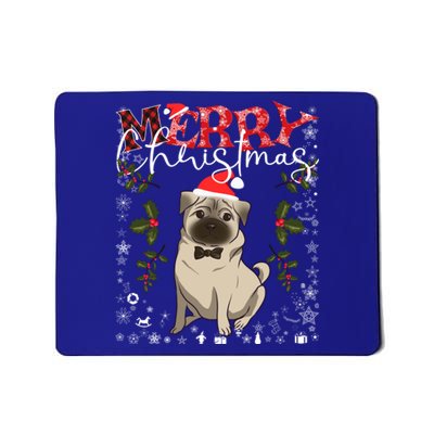 Pug Santa Hat Funny Dog Lovers Retro Family Merry Christmas Cute Gift Mousepad