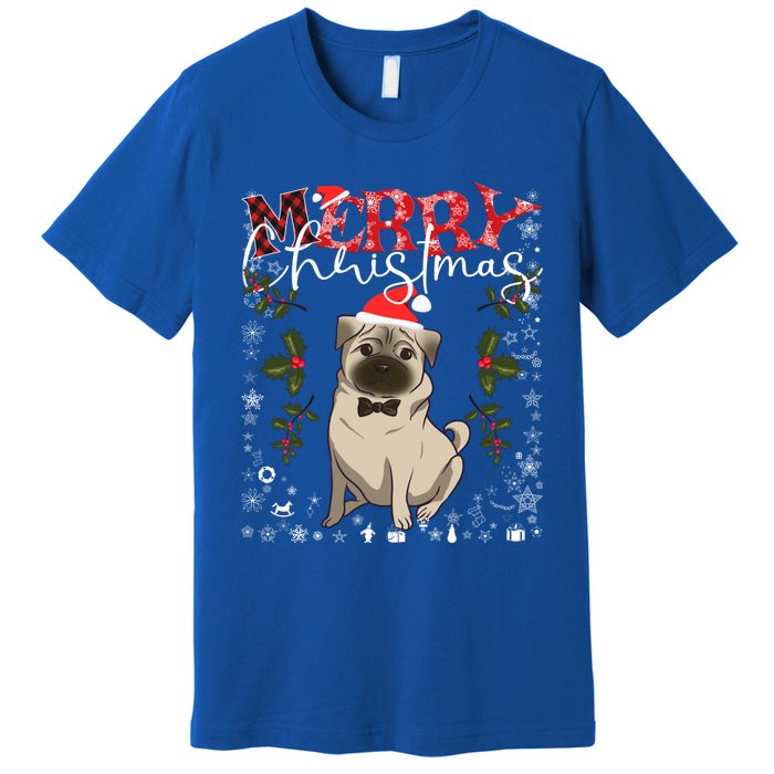 Pug Santa Hat Funny Dog Lovers Retro Family Merry Christmas Cute Gift Premium T-Shirt