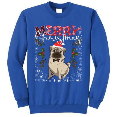 Pug Santa Hat Funny Dog Lovers Retro Family Merry Christmas Cute Gift Tall Sweatshirt