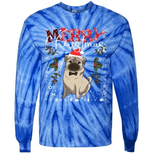 Pug Santa Hat Funny Dog Lovers Retro Family Merry Christmas Cute Gift Tie-Dye Long Sleeve Shirt