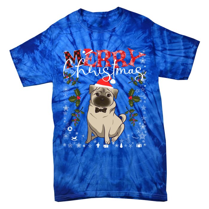 Pug Santa Hat Funny Dog Lovers Retro Family Merry Christmas Cute Gift Tie-Dye T-Shirt