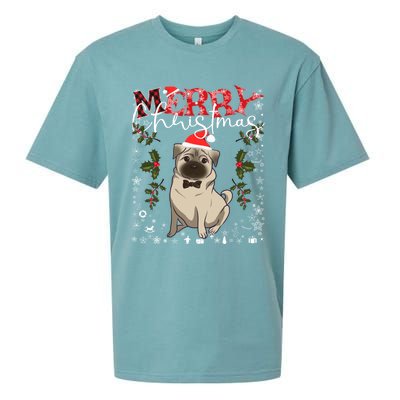 Pug Santa Hat Funny Dog Lovers Retro Family Merry Christmas Cute Gift Sueded Cloud Jersey T-Shirt