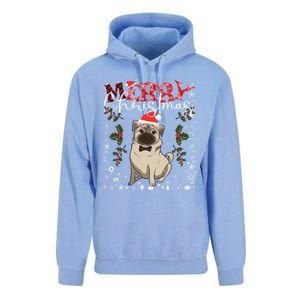 Pug Santa Hat Funny Dog Lovers Retro Family Merry Christmas Cute Gift Unisex Surf Hoodie