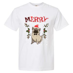 Pug Santa Hat Funny Dog Lovers Retro Family Merry Christmas Cute Gift Garment-Dyed Heavyweight T-Shirt