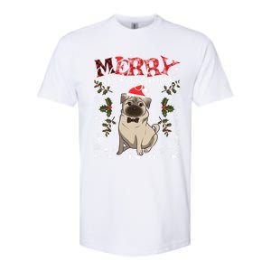 Pug Santa Hat Funny Dog Lovers Retro Family Merry Christmas Cute Gift Softstyle CVC T-Shirt