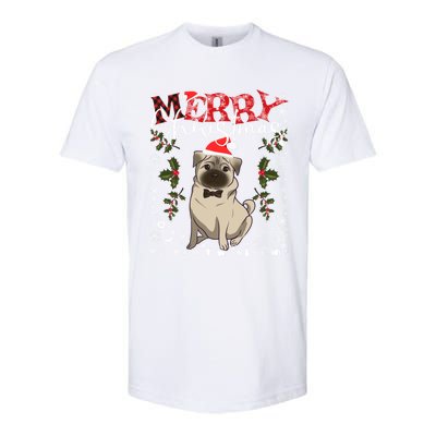 Pug Santa Hat Funny Dog Lovers Retro Family Merry Christmas Cute Gift Softstyle CVC T-Shirt