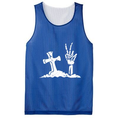 Pocket Skeleton Hand Peace Sign Scary Cool Halloween Hippie Great Gift Mesh Reversible Basketball Jersey Tank