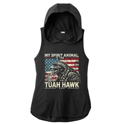 Patriotic Spitting Hawk Tuah Meme Tuah Hawk Spirit Animal Ladies PosiCharge Tri-Blend Wicking Draft Hoodie Tank