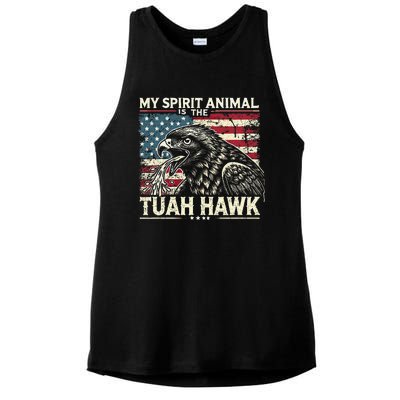 Patriotic Spitting Hawk Tuah Meme Tuah Hawk Spirit Animal Ladies PosiCharge Tri-Blend Wicking Tank